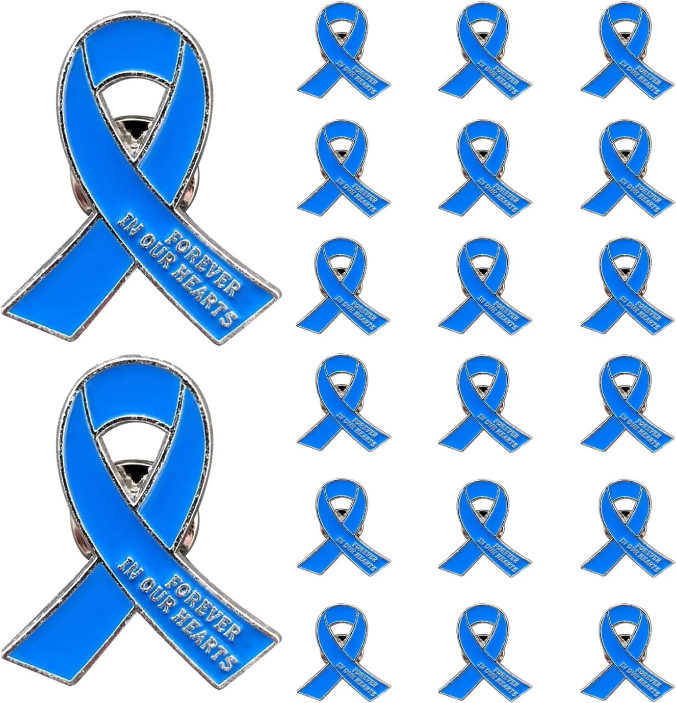20 Pcs Funeral Ribbon Awareness Pins Memorial Lapel Brooches Forever In Our Hearts For Mourning Event
