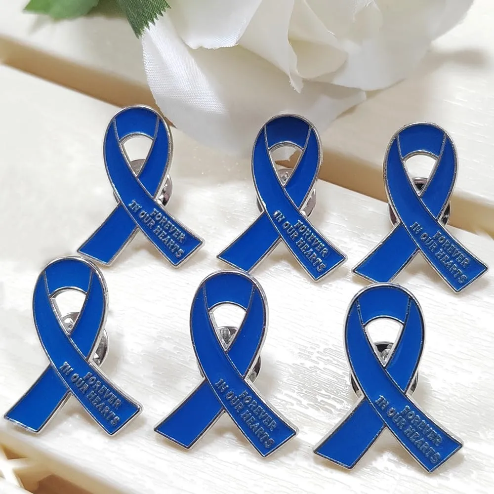 20 Pcs Funeral Ribbon Awareness Pins Memorial Lapel Brooches Forever In Our Hearts For Mourning Event