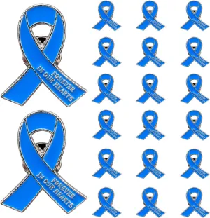 20 Pcs Funeral Ribbon Awareness Pins Memorial Lapel Brooches Forever In Our Hearts For Mourning Event
