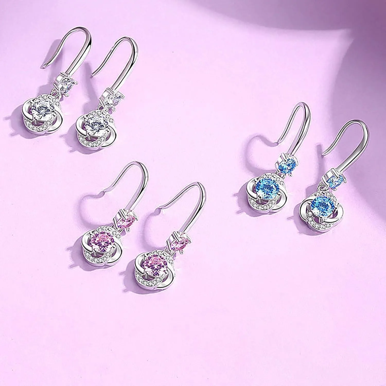 2023 New Diamond-Studded Creative Earrings, Elegant Temperament Long Four-Leaf Earrings Pendant Jewelry Birthday Gifts for Women Girls