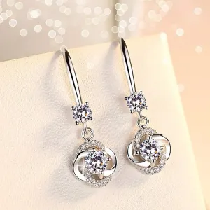 2023 New Diamond-Studded Creative Earrings, Elegant Temperament Long Four-Leaf Earrings Pendant Jewelry Birthday Gifts for Women Girls