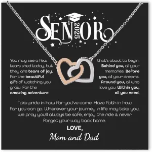 2025 Graduation Necklace For Daughter From Mom Dad, High School College Senior Jewelry For Daughter With Heartfelt Message Card, Congratulations Class Of 2025 Love Knot Necklace For Her#0