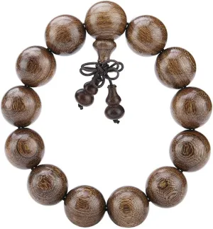 20MM Beads Genuine Sandalwood Tibetan Meditation Prayer Bracelet with Rudrakshya Guru Bead Yoga Bracelet 108 Beads for Men Women Necklace