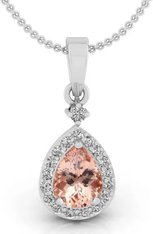 2.25 Carat Original Morganite Gemstone Necklace 925 Sterling Silver Fine Jewelry For Women