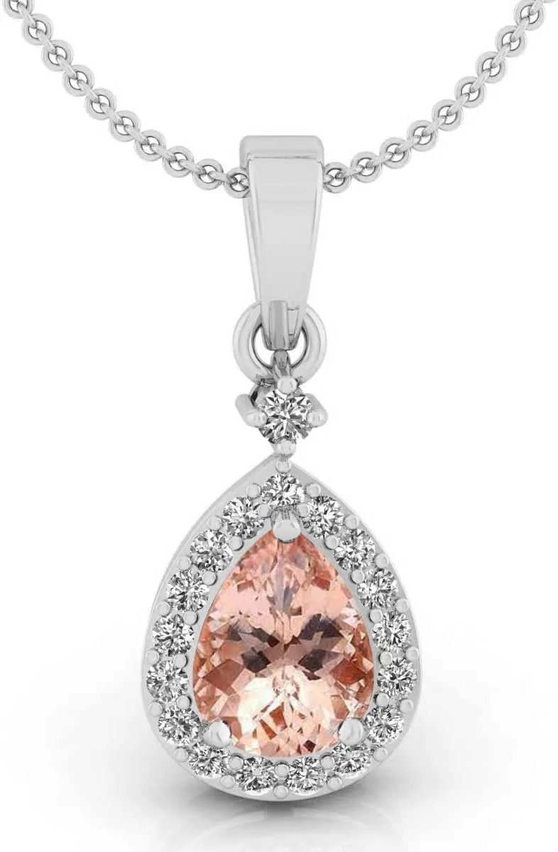 2.25 Carat Original Morganite Gemstone Necklace 925 Sterling Silver Fine Jewelry For Women