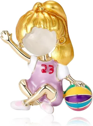 23rd Basketball Girl Brooch for Women Girls Cute Funny Creative Fashion Enamel Sport Theme Pins Label Pin Badges Jacket Shirts Bag Decor Accessories Basketball Enthusiasts Jewelry Gift Birthday Graduation
