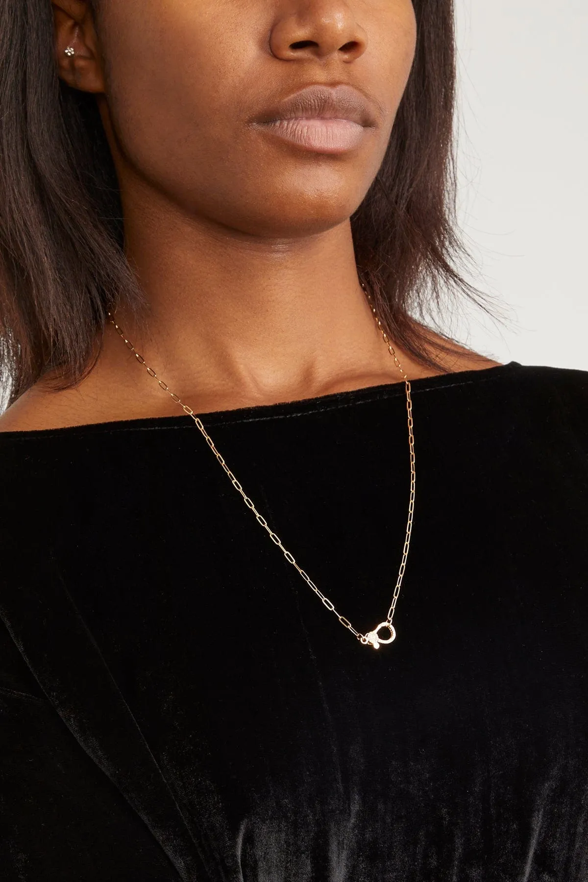 24" Paperclip Chain with Diamond Clasp in 14K Gold