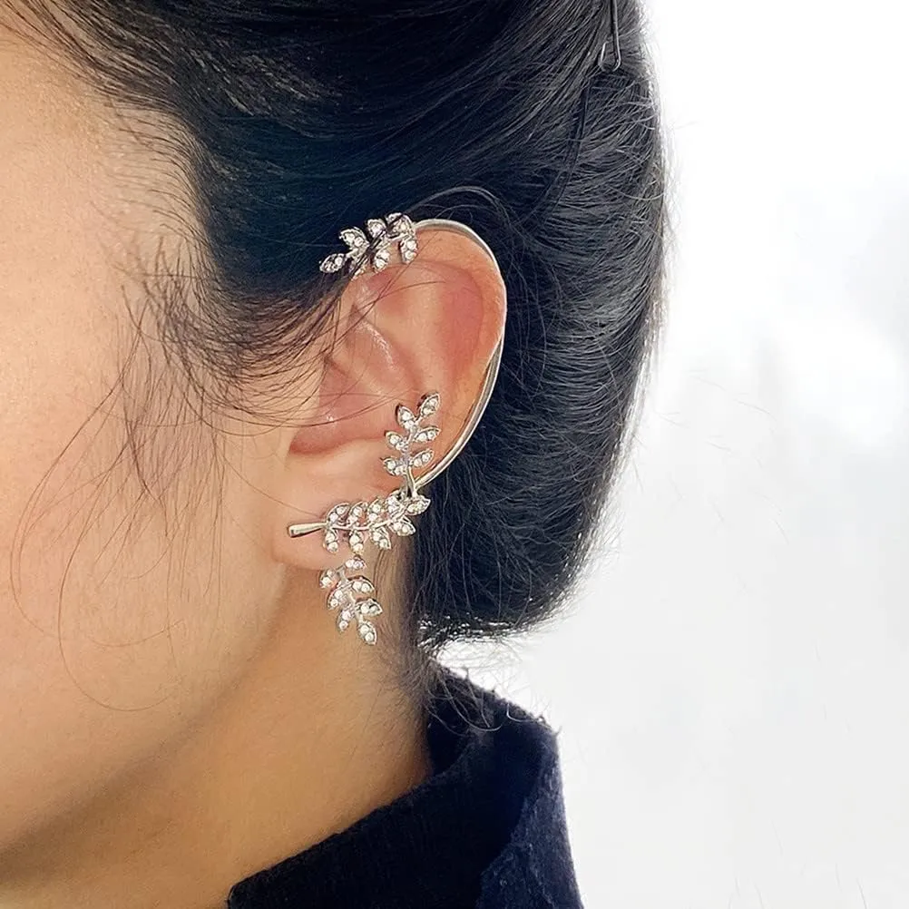 2PCS Butterfly Earring for Women Elegant Clip Non Pierced Earring Long Bead Tassel Earring Ear Wrap Cuff Dangle Fairy Elf Earring