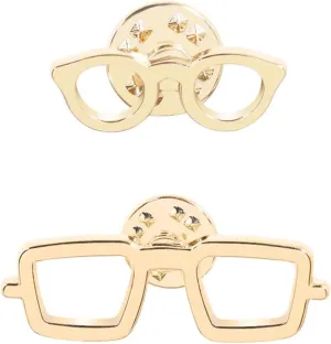 2pcs Cute Eyeglasses Frame Brooches for Women Unisex Golden Eyewear Shaped Lapel Pins Iniature Badge Dress Suit Collar Accessories Crafts Holiday Birthday Jewelry Chic Gift