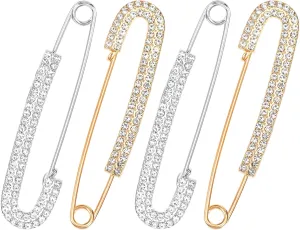 2Pcs Rhinestone Safety Pins Decorative Safety Pins for Clothing Safety Pin Brooch Sweater Shawl Clips Vintage Large Faux Crystal Pearl Brooches Safety Pins for Women Skirts Scarf Accessories (4)
