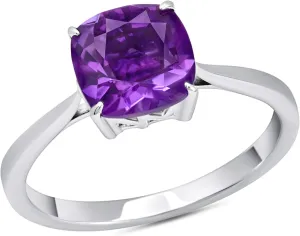 3 CT Cushion Cut Purple Amethyst Ring for Women 925 Sterling Silver 4-Prong Setting 8 mm February Genuine Birthstone Engagement Gemstone Ring Size 7 by Nicole Miller Fine Jewelry