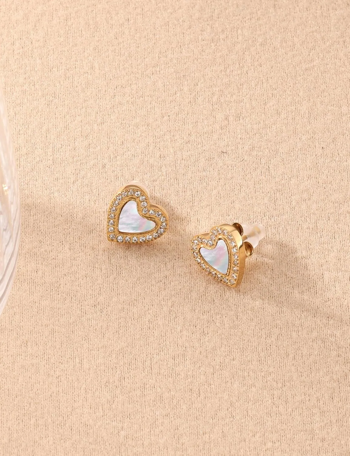 3 Pairs Shell Earrings for Women, Gold Plated Cubic Zirconia Star, Heart, Round, Hypoallergenic 316L Stainless Steel, Elegant Beach Earrings, Perfect Valentines Day, Christmas, and Mothers Day Gift