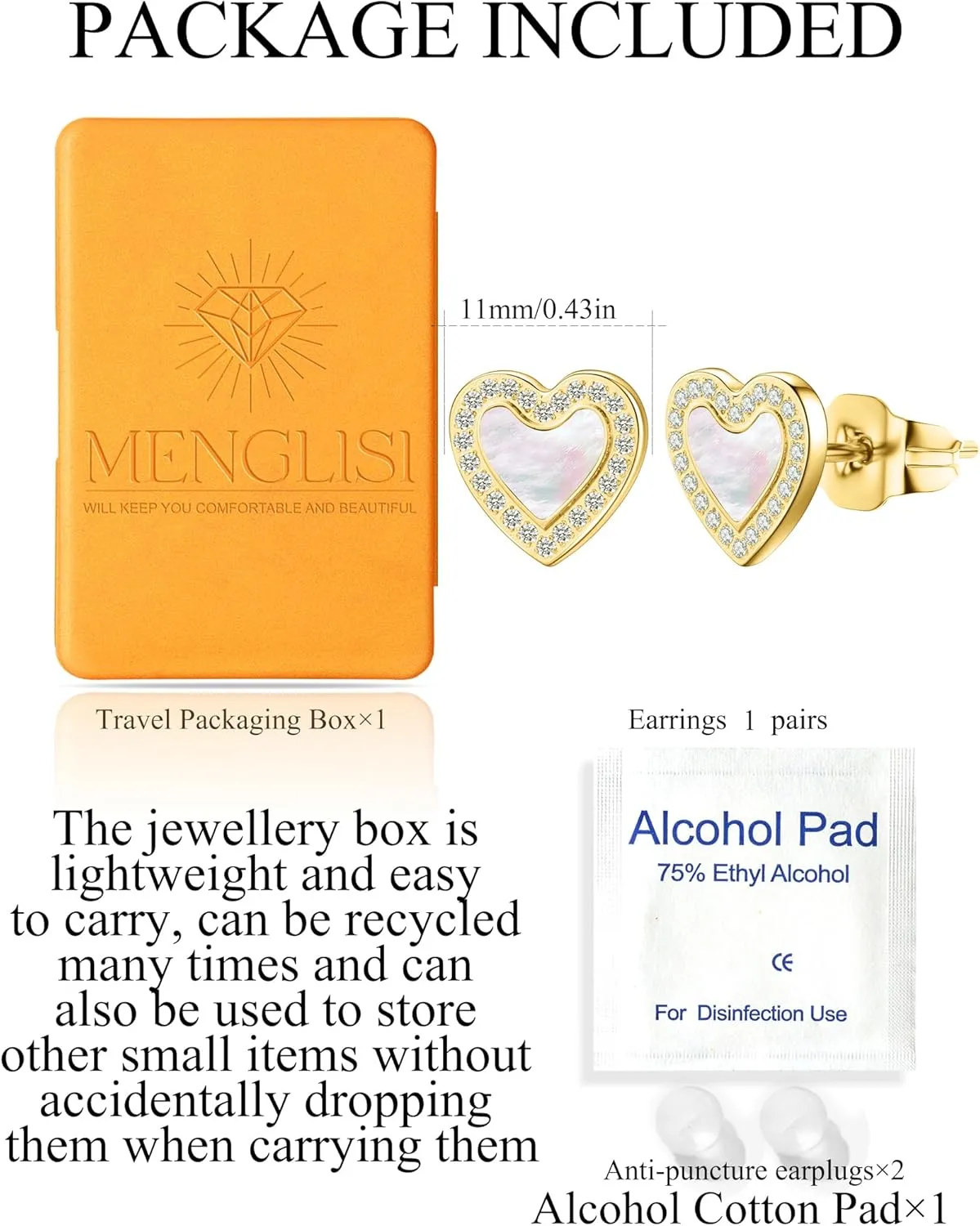 3 Pairs Shell Earrings for Women, Gold Plated Cubic Zirconia Star, Heart, Round, Hypoallergenic 316L Stainless Steel, Elegant Beach Earrings, Perfect Valentines Day, Christmas, and Mothers Day Gift