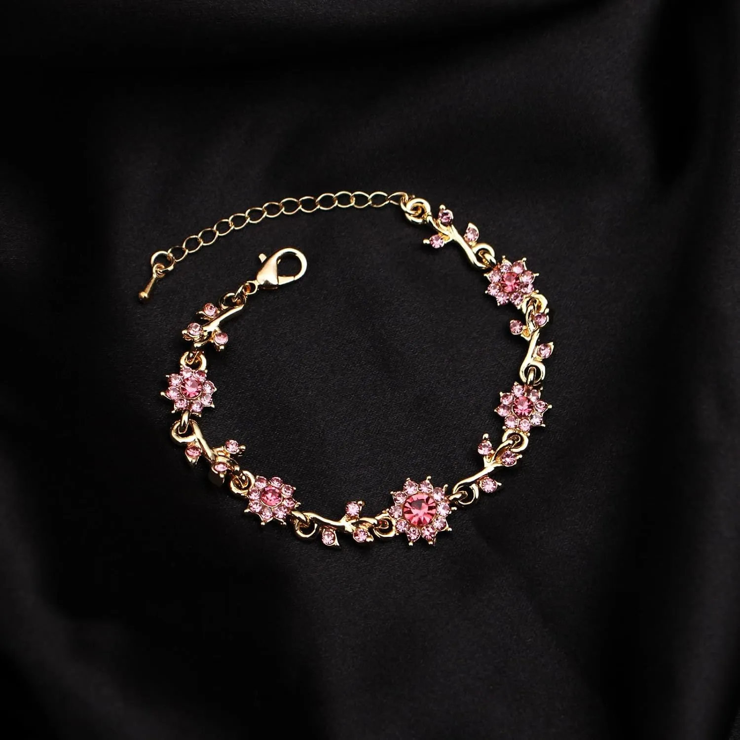 3 Pcs Elegant Bride Bridal Austrian Crystal Flower Shaped Necklace Dangle Earring Bracelet Wedding Party Jewelry Set for Women