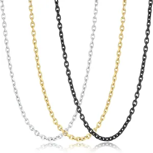 3 Pcs Stainless Steel Chain Necklaces for Men & Women, Silver Gold Black Cable Link Rolo Necklace Mens Fashion Jewelry Gifts, 3.5 MM 16-32 Inch