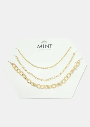 3-Piece Linked Chain Necklace Set
