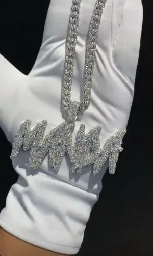 3.4ct Pass Diamond Tester Iced Out Diamond Custom Letter Hip Hop Pendant Men's Double Decker Name Pendant 3.4 Ct Round Simulated Diamond 14k White Gold Finish 925 Sterling Silver
