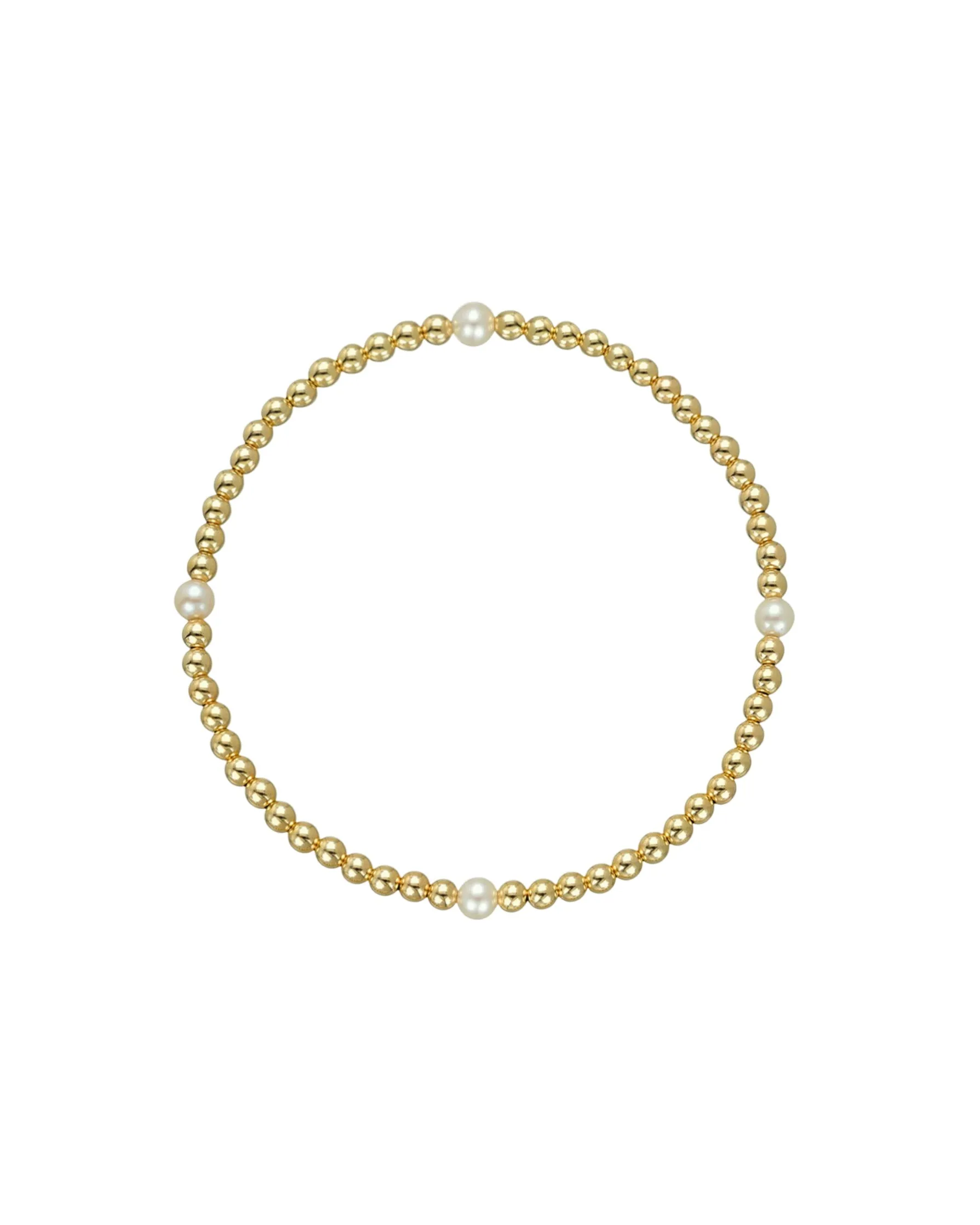 3mm Gold Segment Bead Bracelet With Pearl Beads