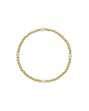 3mm Gold Segment Bead Bracelet With Pearl Beads