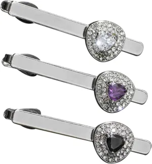 3pcs Men's Tie Clips Bling Tie Bars Clip for Suit Accessories Fashion Collar Pins for Dressing