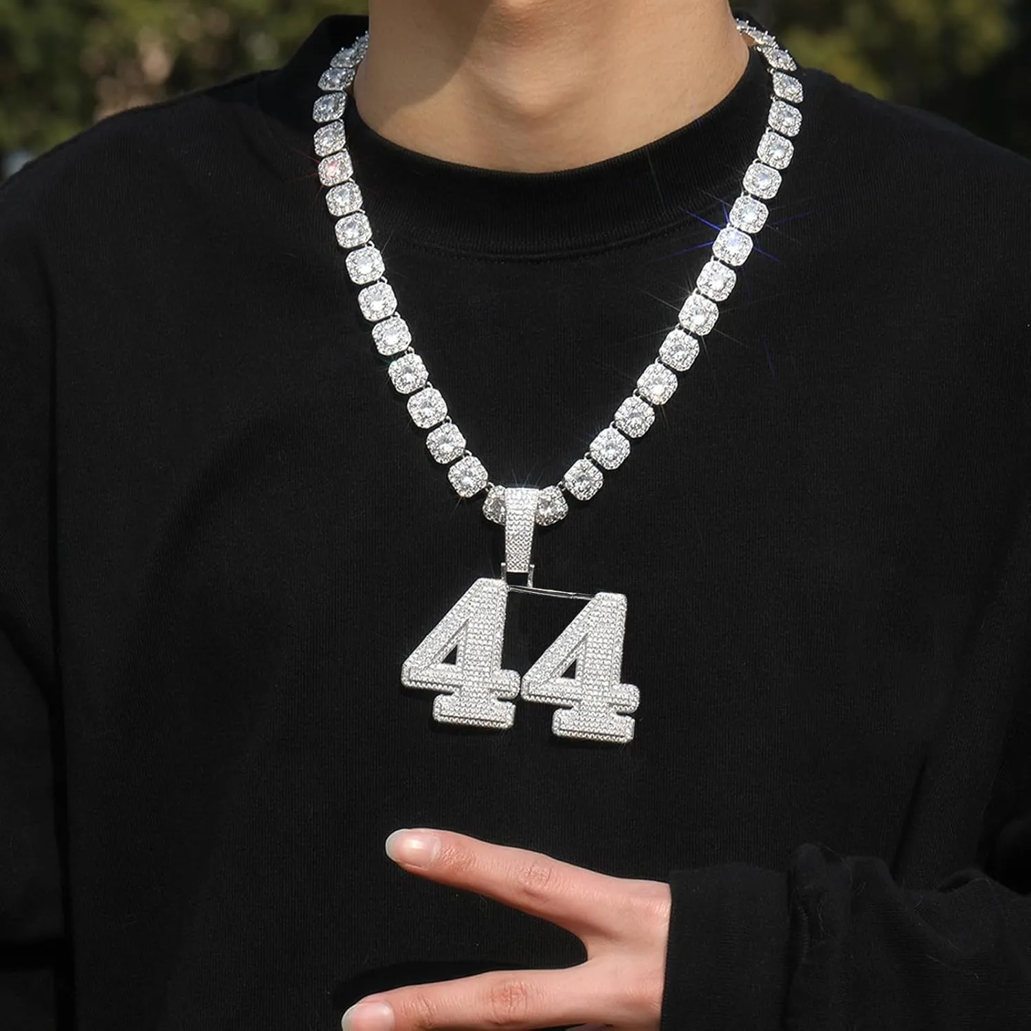 3UMeter Diamond Chain Iced Out Letter Necklace Custom Name Chain Name Plate Necklaces with Rope Chain Custom Name Necklace Hip Hop Pendant for Men Women