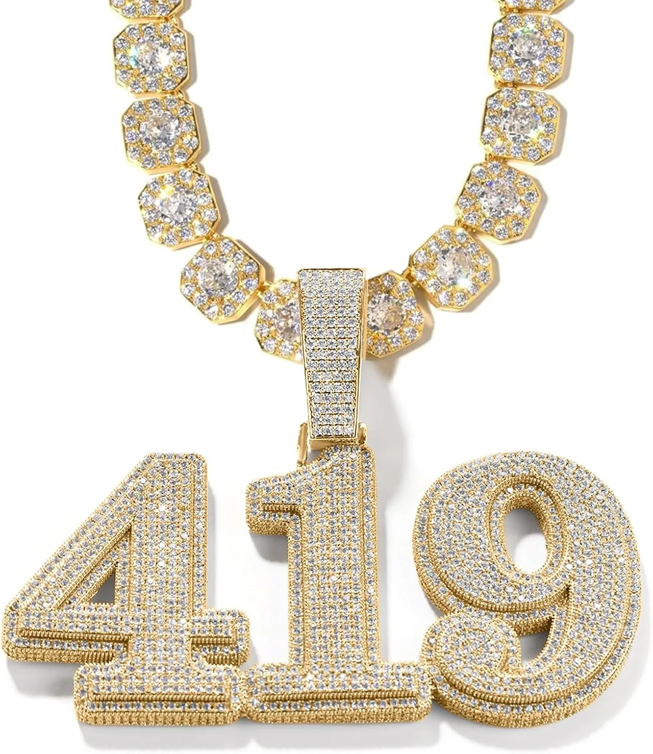 3UMeter Diamond Chain Iced Out Letter Necklace Custom Name Chain Name Plate Necklaces with Rope Chain Custom Name Necklace Hip Hop Pendant for Men Women