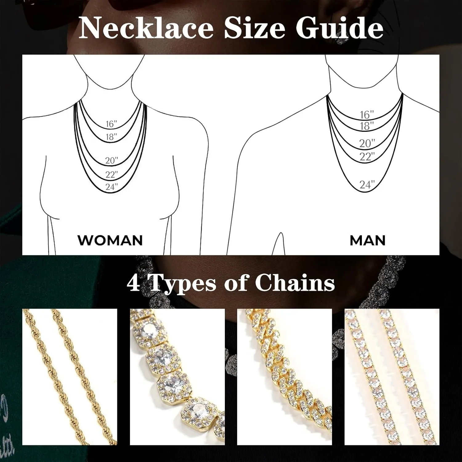3UMeter Diamond Chain Iced Out Letter Necklace Custom Name Chain Name Plate Necklaces with Rope Chain Custom Name Necklace Hip Hop Pendant for Men Women
