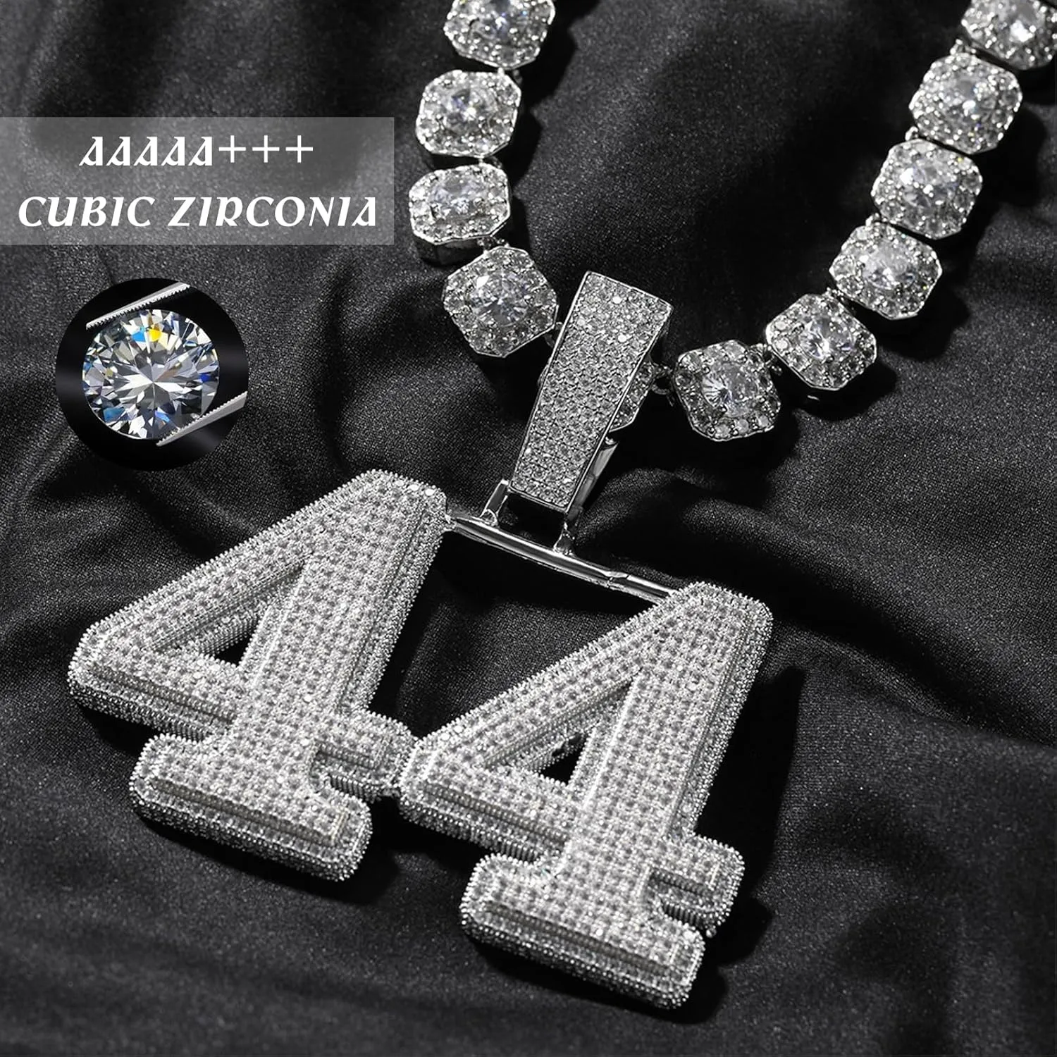 3UMeter Diamond Chain Iced Out Letter Necklace Custom Name Chain Name Plate Necklaces with Rope Chain Custom Name Necklace Hip Hop Pendant for Men Women