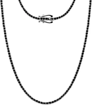 4.50 Carat Round Cut Natural Black Diamond Tennis Necklace in 14K White Gold Plated Sterling Silver Tennis Necklace For Men's & Women's 18" inch Necklace