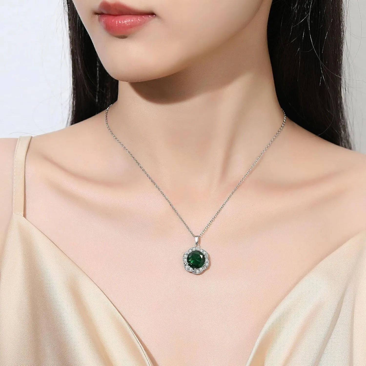 4pcs Set large size Zirconia Flower Pendant Necklace Earrings Ring Tennis Bracelet Set Silver Crystal Fashion Adjustable Jewelry for Women Wife Party Prom Wedding Gifts