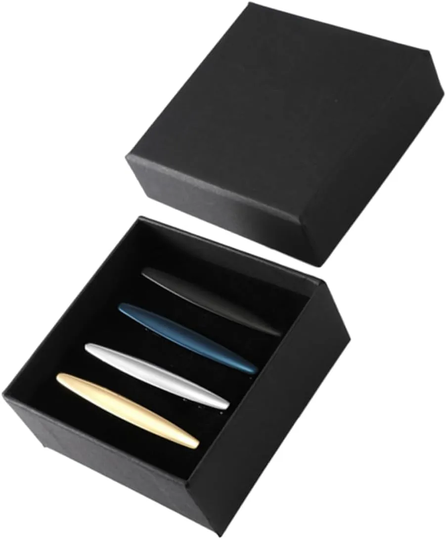 4pcs Tie Clips Box Necktie Clasp Tie Bar Clip Men's Tie Bar Stylish Tie Clip for Business and Daily Wear