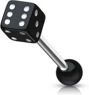 5 Mm Acrylic Dice Ball On Surgical Steel Barbells Tongue Rings Black Body Piercing Unique Jewelry For Women Delicate Design