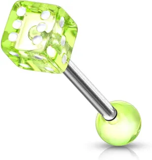 5 Mm Acrylic Dice Ball On Surgical Steel Barbells Tongue Rings Green Body Piercing Unique Jewelry For Women Delicate Design