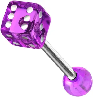 5 MM Acrylic Dice Ball On Surgical Steel Barbells Tongue Rings Purple Body Unique Jewelry Delicate Design Piercing Steel Surgical For Women
