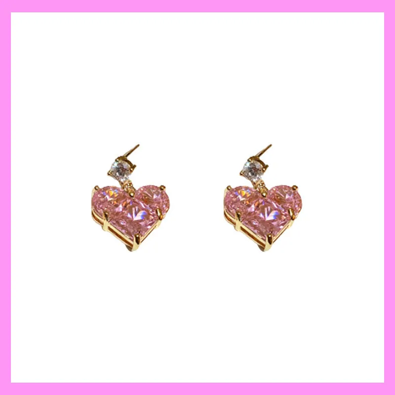 【6-52#】 Heart Earrings for female fashion daily engagement wedding anniversary birthday present
