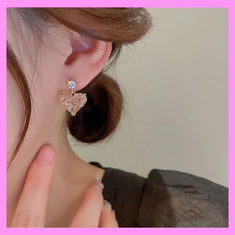 【6-52#】 Heart Earrings for female fashion daily engagement wedding anniversary birthday present