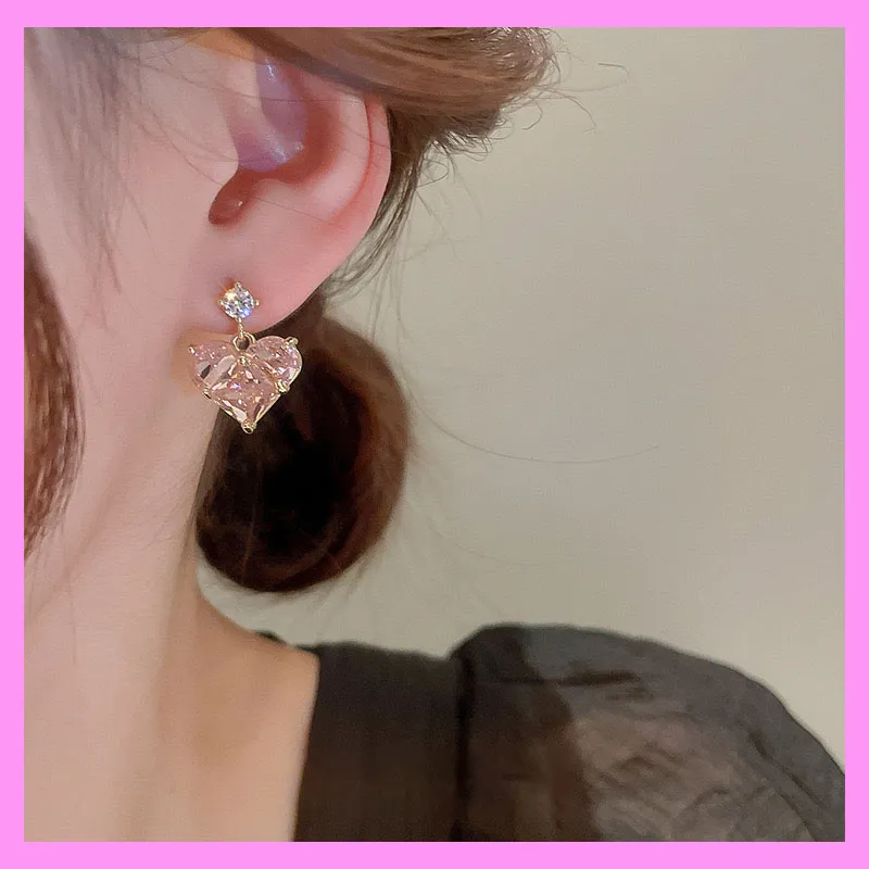【6-52#】 Heart Earrings for female fashion daily engagement wedding anniversary birthday present