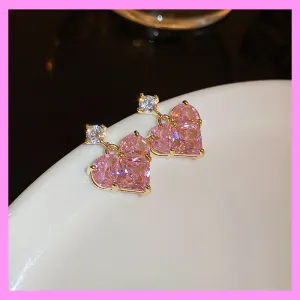 【6-52#】 Heart Earrings for female fashion daily engagement wedding anniversary birthday present