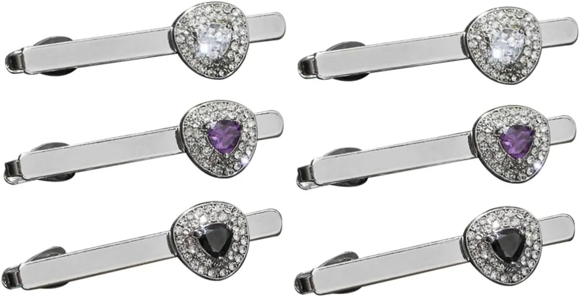 6 Pcs Tie Clips Bling Tie Clip Collar Pin Clip Ties for Men Accessories for Men Jewelry Necktie Clip on Dress Clip Mens Accessories Jewelry Shirt Clips Pin for Clothes Tie Pin