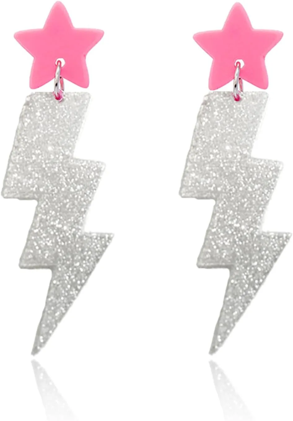 80s 90s Retro Neon Lightning Drop Earrings for Women Colorful Retro Pendant Acrylic Drop Dangle Earrings Thunder Flash Lightning Drop Earrings for 80's Outfit Glow Party Accessories