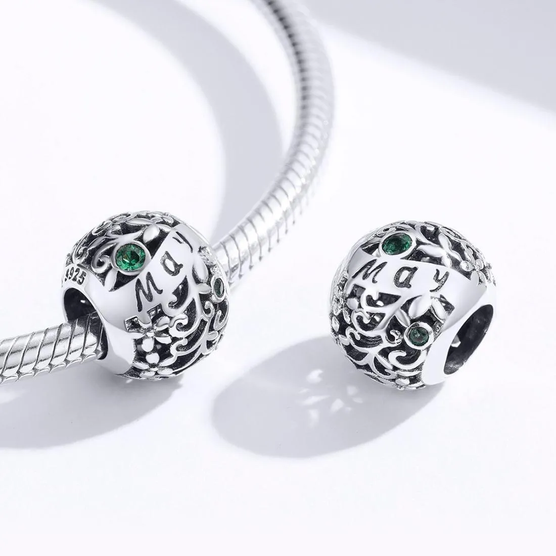 925 Sterling Silver 12 Birthstone Diy Bracelet Necklace May Style - May