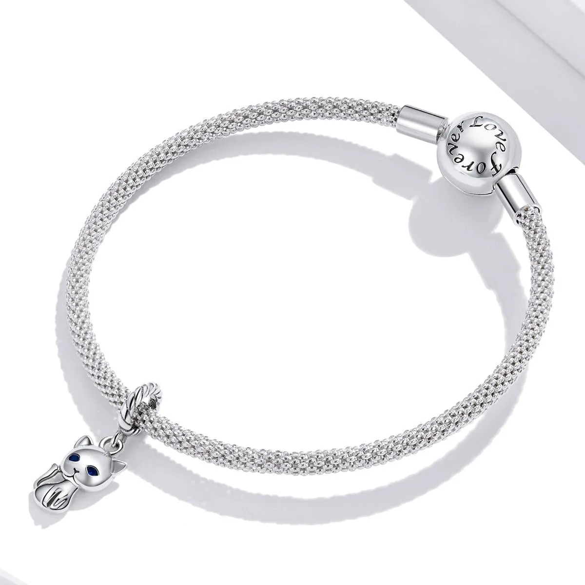 925 Sterling Silver Adorable Cat Pendant For Diy Bracelets & Necklaces