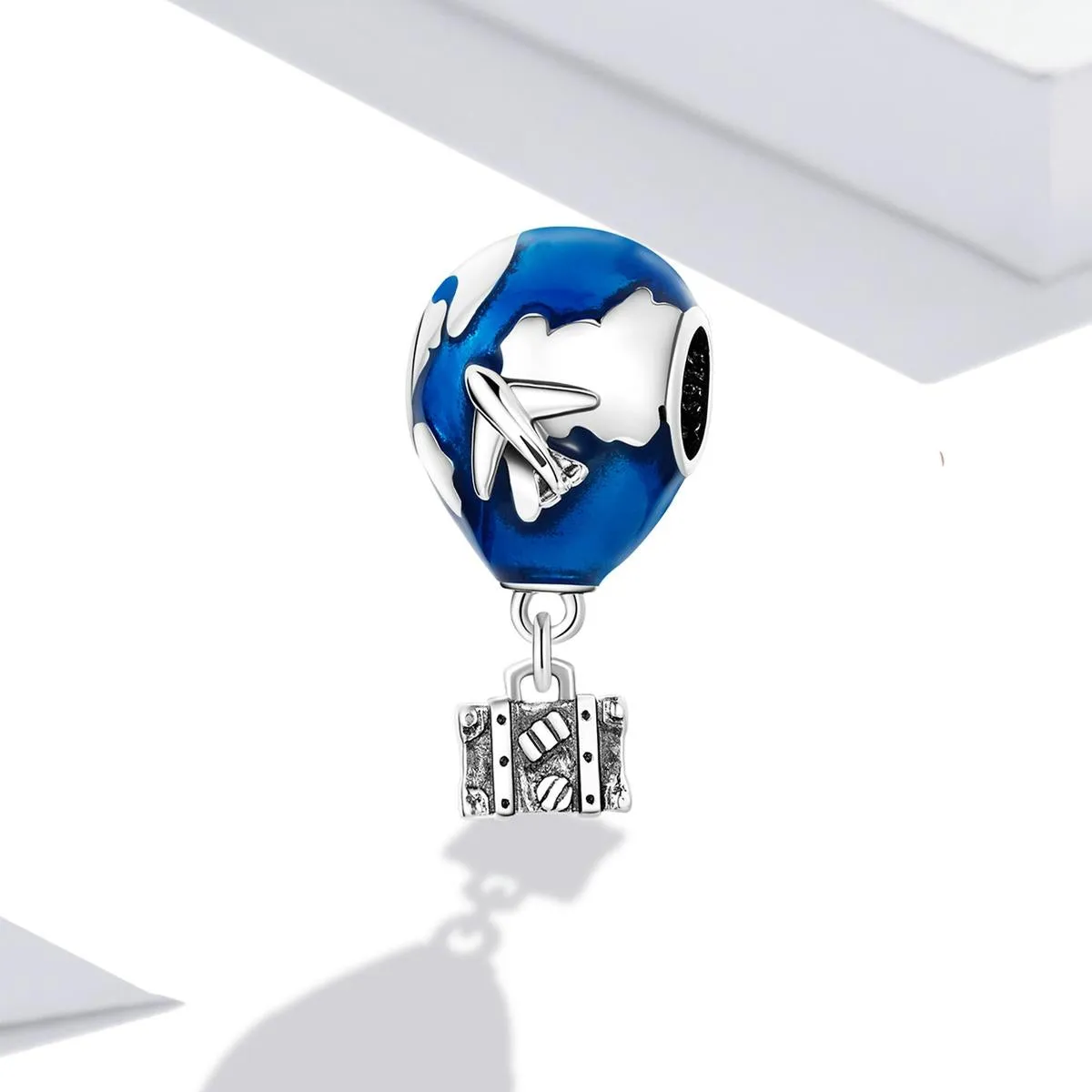 925 Sterling Silver Airplane & Hot Air Balloon Pendant For Diy Bracelets & Necklaces