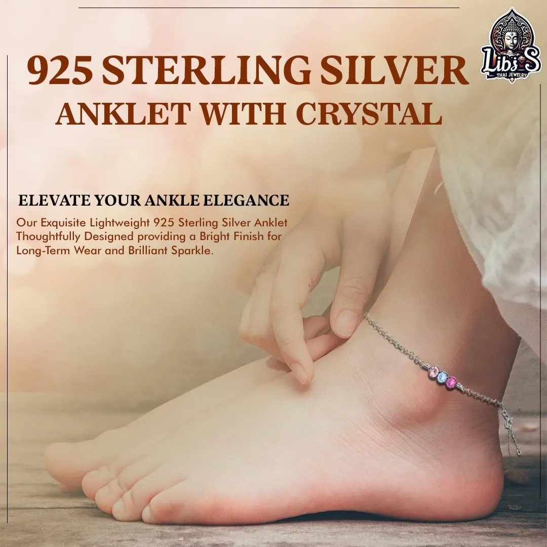 925 Sterling Silver Anklet - Nickel & Lead-free Stylish Bracelet with Spring Lock for Women - Ideal Gift for Friends & Loved Ones