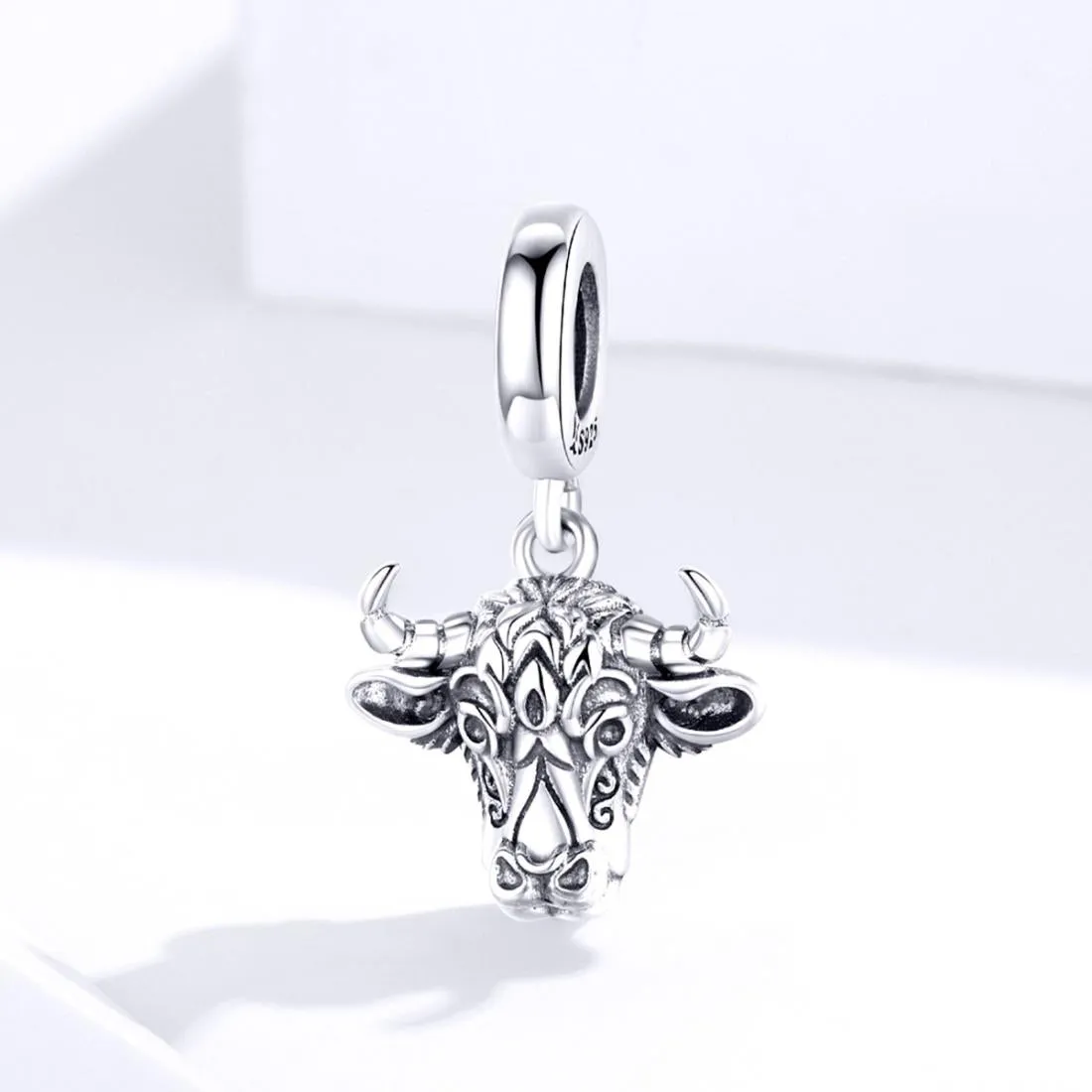 925 Sterling Silver Bull Head Pendant For Bracelet Or Necklace