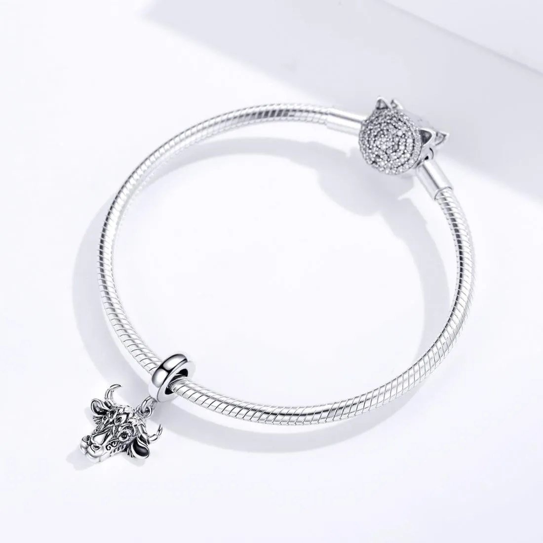 925 Sterling Silver Bull Head Pendant For Bracelet Or Necklace