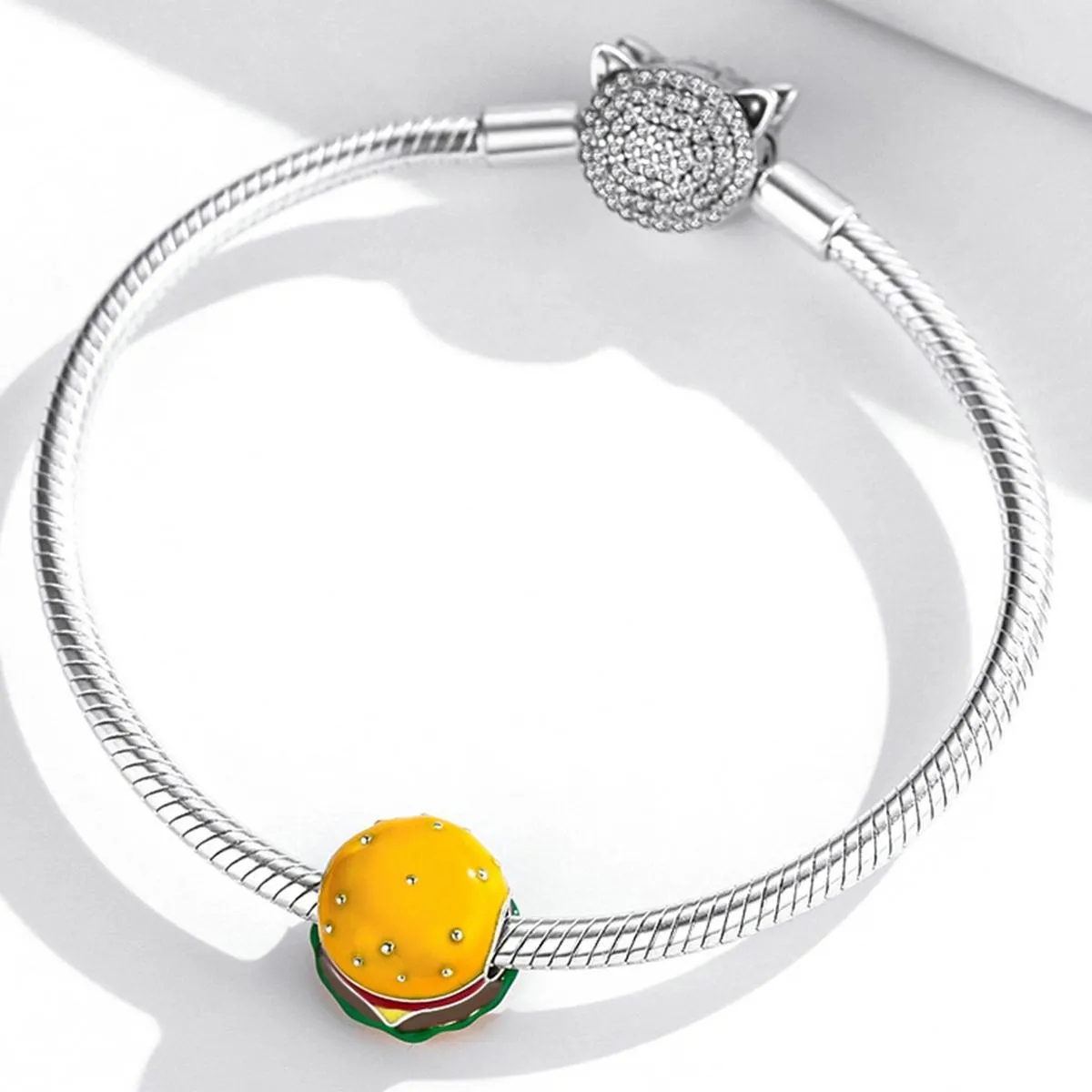 925 Sterling Silver Burger Bead For Diy Bracelet / Necklace