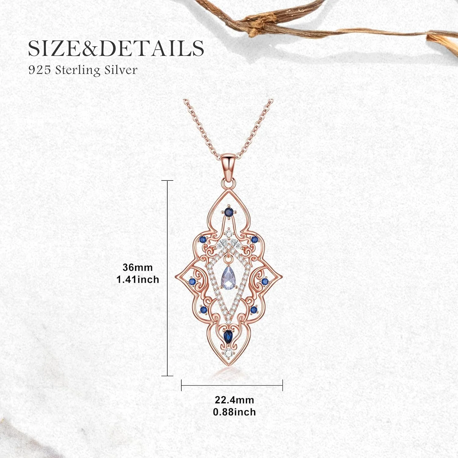 925 Sterling Silver Butterfly/Crescent/Witches Knot/Fleur-De-Lis/Thorny Crown Pendant Necklace Gold Plated Gemstone Birthday Gift for Wife Girlfriend Mom Daughter