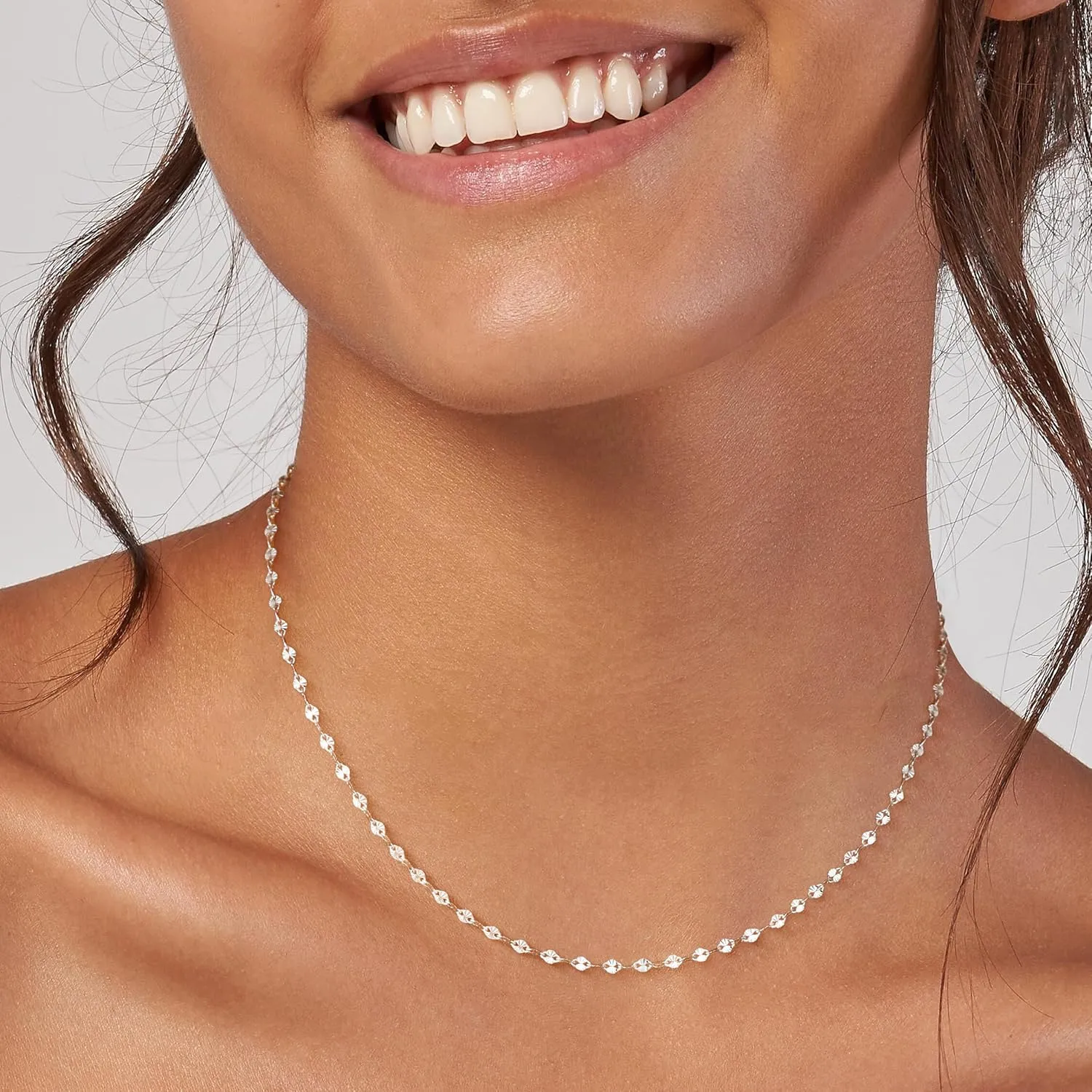 925 Sterling Silver Choker Necklace Figaro Link Chain Necklace for Women Simple Dainty 16K Gold Necklace for Women Minimalist Waterproof Link Silver Necklace Trendy Jewelry Gifts
