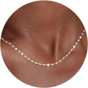 925 Sterling Silver Choker Necklace Figaro Link Chain Necklace for Women Simple Dainty 16K Gold Necklace for Women Minimalist Waterproof Link Silver Necklace Trendy Jewelry Gifts
